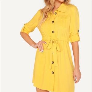 SHEIN Button Through Drawstring Utility Dress